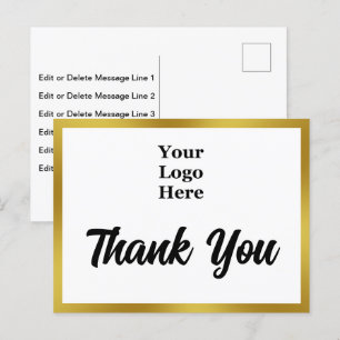 Vielen Dank Ihr Logo Hier Schwarz Weiß Gold Geschä Postkarte