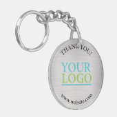 Vielen Dank, Ihr Logo, Name Website, Silber gebürs Schlüsselanhänger (Vorderseite links)