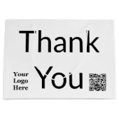 Vielen Dank, Ihr Schwarz-Weiß-QR-Code Ihr Logo hie Große Geschenktüte (Vorderseite)