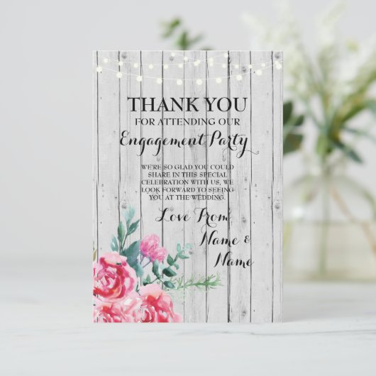 Vielen Dank, Ihre Card Verlobung Hochzeit Wood Red Einladung (Stehend Vorderseite)