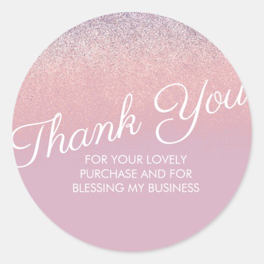 Vielen Dank Imitate Rosa und Lila Funkelnd Glitzer Runder Aufkleber (Vorderseite)