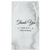 Vielen Dank Imitats White Marble Elegant Geburtsta Kleine Geschenktüte (Rückseite)