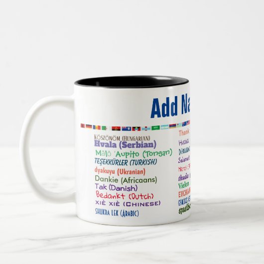 \Vielen Dank in 30 Sprachen Kaffeepause Tasse (Links)