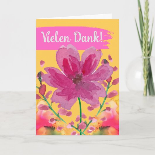 Vielen Dank in den deutschen Aquarellfarben-Blume Karte (Vorderseite)