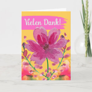 Vielen Dank in den deutschen Aquarellfarben-Blume Karte