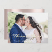 Vielen Dank in der Liebe Hochzeit Foto Gold Script Postkarte (Vorne/Hinten)