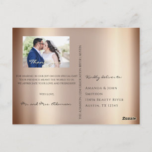Vielen Dank in der Liebe Hochzeit Foto Gold Script Postkarte