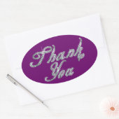 Vielen Dank in Imitate-Diamond-Bling-Script Ovaler Aufkleber (Umschlag)