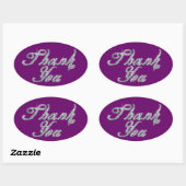 Vielen Dank in Imitate-Diamond-Bling-Script Ovaler Aufkleber (Blatt)