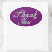 Vielen Dank in Imitate-Diamond-Bling-Script Ovaler Aufkleber (Tasche)