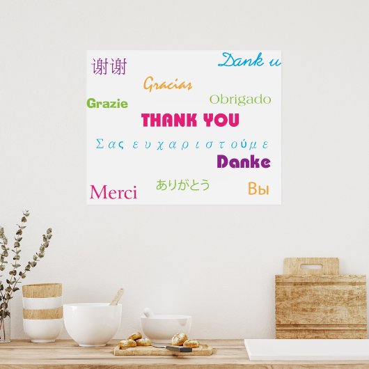 Vielen Dank in Many Languages Poster (Küche)