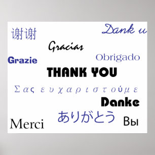 Vielen Dank (in schwarz und blau002) Print Poster