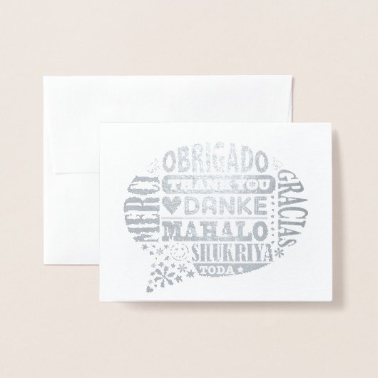 Vielen Dank in vielen Sprachen Foil Grußkarte Folienkarte (Vorderseite mit Umschlag)