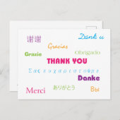 Vielen Dank in vielen Sprachen Pink Blue Lila Gree Postkarte (Vorne/Hinten)