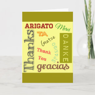 Vielen Dank in vielen Sprachen Typografie Design Dankeskarte