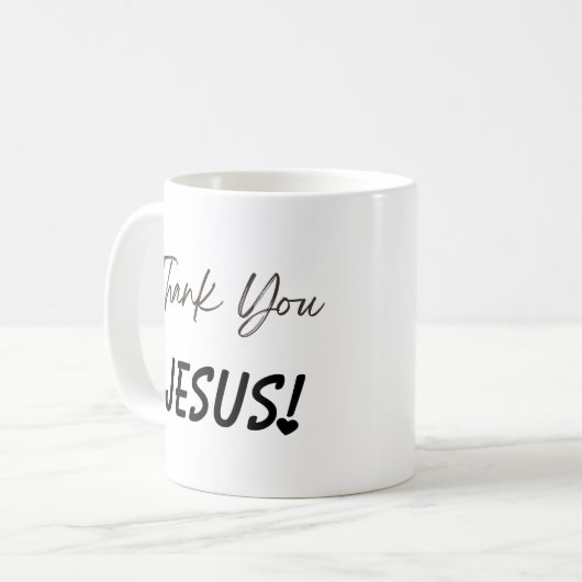 Vielen Dank Jesus Ausrufung Herz Tasse (Vorderseite Links)