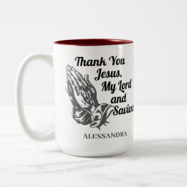 Vielen Dank Jesus, mein Herr und Erretter Gebet Ha Zweifarbige Tasse