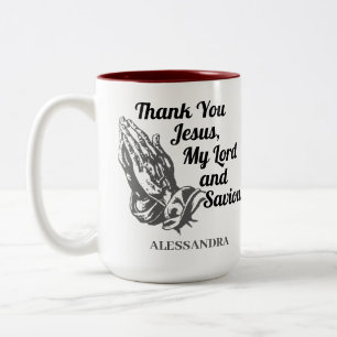 Vielen Dank Jesus, mein Herr und Erretter Gebet Ha Zweifarbige Tasse
