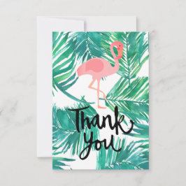 Vielen Dank Kalligraphie Flamingo tropische Blätte Dankeskarte