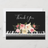 Vielen Dank Kalligraphie Piano rosa gelben Bouquet Dankeskarte (Vorderseite)