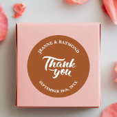 Vielen Dank Kalligraphie Terracotta Gastgeschenk H Runder Aufkleber