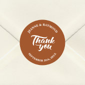 Vielen Dank Kalligraphie Terracotta Gastgeschenk H Runder Aufkleber