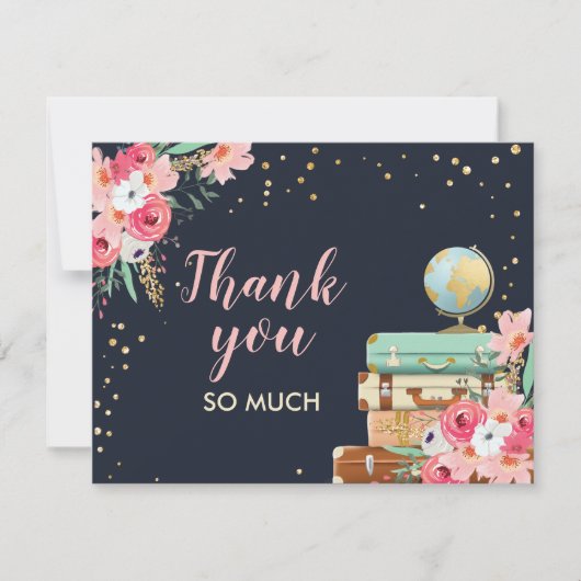 Vielen Dank Karte Blume Miss an Frau Travel Pink (Vorderseite)