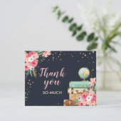 Vielen Dank Karte Blume Miss an Frau Travel Pink (Stehend Vorderseite)