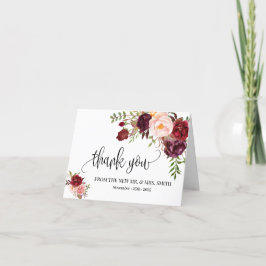 Vielen Dank Karte boho marsala Blumen Hochzeit gef