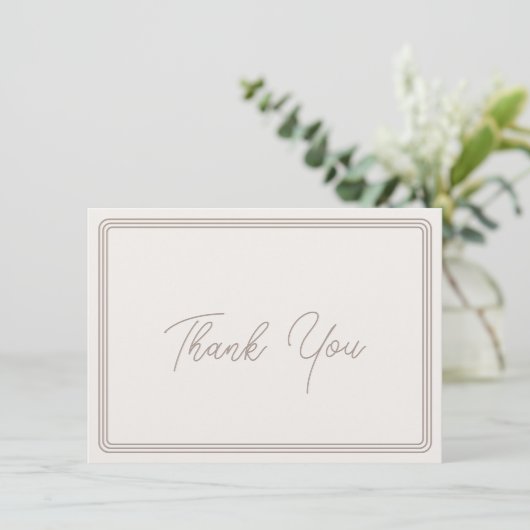 Vielen Dank Karte einfache braune beige Grenze (Stehend Vorderseite)