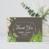 Vielen Dank Karte erdig rustikale Rose und Farne (Stehend Vorderseite)