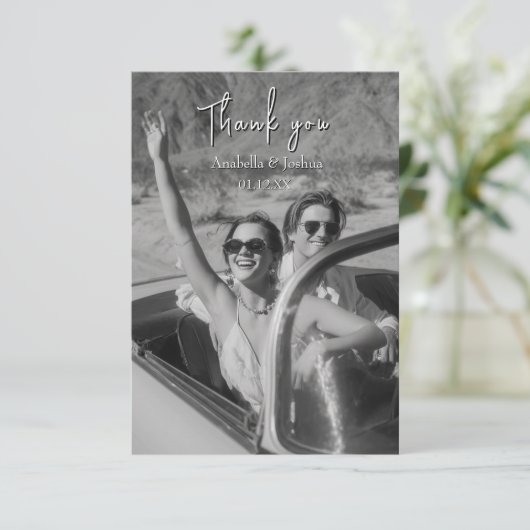 Vielen Dank Karte Foto schwarz-weiß Hochzeitkarte (Stehend Vorderseite)