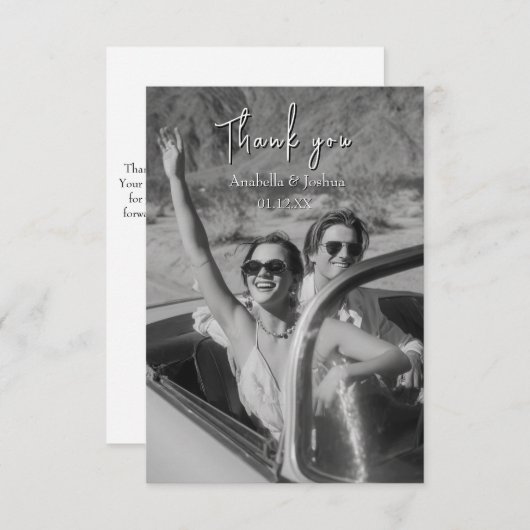 Vielen Dank Karte Foto schwarz-weiß Hochzeitkarte (Vorne/Hinten)