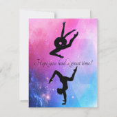 Vielen Dank Karte für Gymnastik Geburtstagsparty (Rückseite)