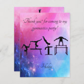Vielen Dank Karte für Gymnastik Geburtstagsparty (Vorne/Hinten)