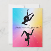 Vielen Dank Karte für Gymnastik Geburtstagsparty (Rückseite)