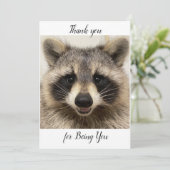 Vielen Dank Karte mit "Animal" der Raccoon. (Stehend Vorderseite)