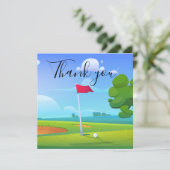 Vielen Dank Karte mit Golf Fahne und Ball (Stehend Vorderseite)