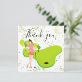 Vielen Dank Karte mit Lady Frau Golfer (Stehend Vorderseite)