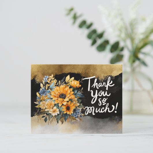 Vielen Dank Karte mit Sunflores (Stehend Vorderseite)