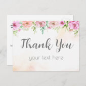 Vielen Dank Karte Rose floral mit Aquarell (Vorne/Hinten)