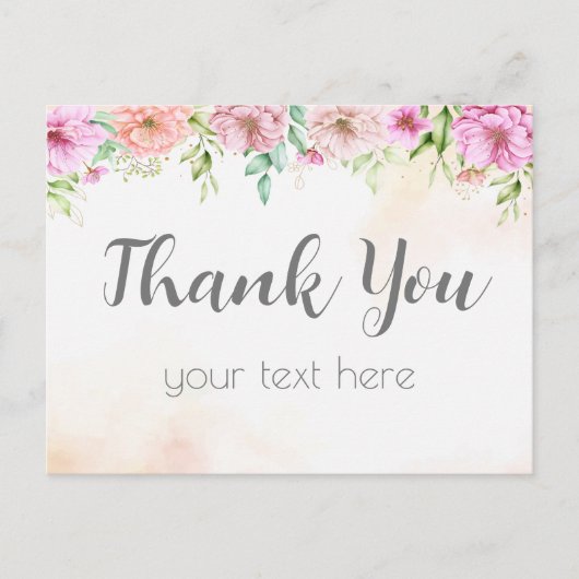 Vielen Dank Karte Rose floral mit Aquarell (Vorderseite)