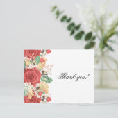 Vielen Dank Karte rote Rose Herbstliche Herbstlaub (Stehend Vorderseite)