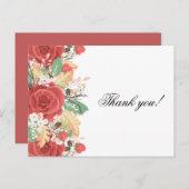 Vielen Dank Karte rote Rose Herbstliche Herbstlaub (Vorne/Hinten)