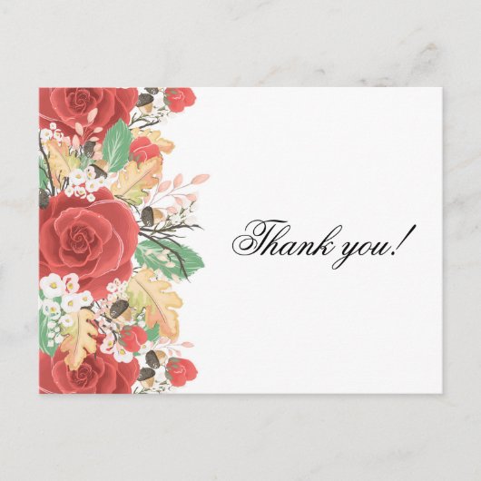 Vielen Dank Karte rote Rose Herbstliche Herbstlaub (Vorderseite)