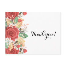 Vielen Dank Karte rote Rose Herbstliche Herbstlaub