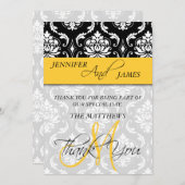 Vielen Dank Karten Damask Monogramm Name Gelb (Vorne/Hinten)