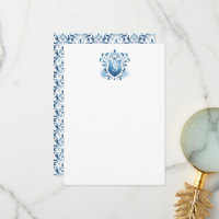 Vielen Dank Karten Dusty Blue Wappen & Monogram