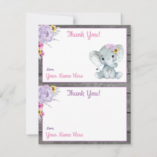 Vielen Dank Karten Elephant rosa gelb Lila (Vorderseite)