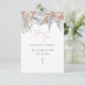 Vielen Dank Karten für die Taufe | Pink Floral Boh (Stehend Vorderseite)